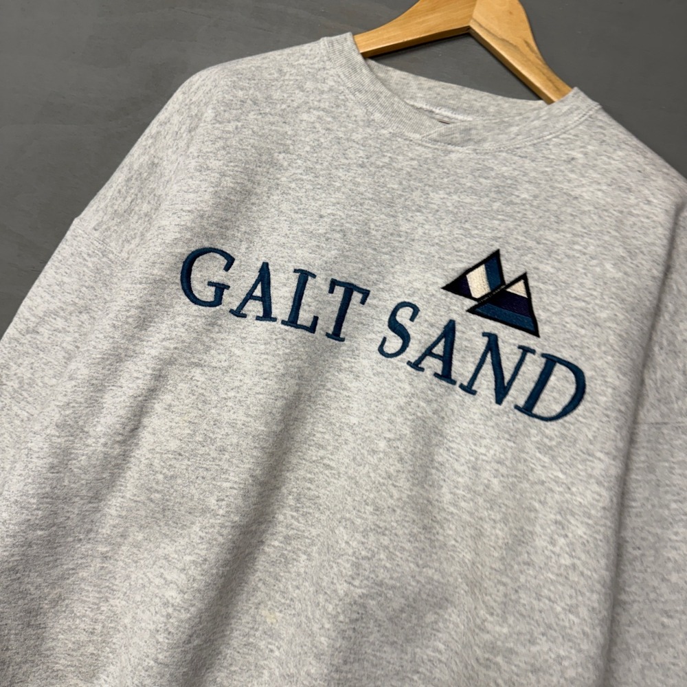 Vintage Galt Sand RARE Blank Sweatshirt Heather Gray Embroidered Mountain 90s XL - Picture 2 of 6